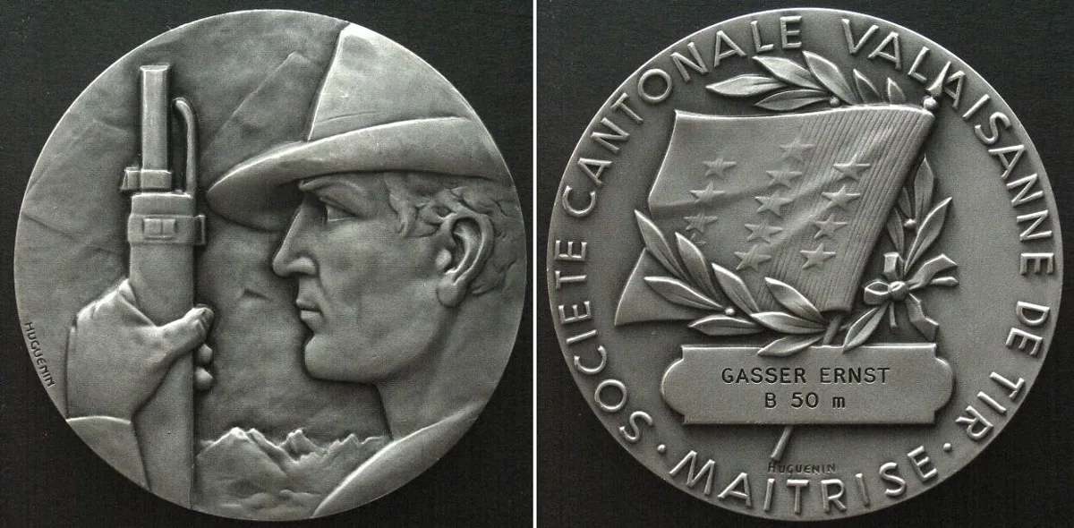1965 VALAIS - CANTONAL SHOOTING SOCIETY CHAMPIONSHIP ND (ca. 1965) silvered bronze UNC