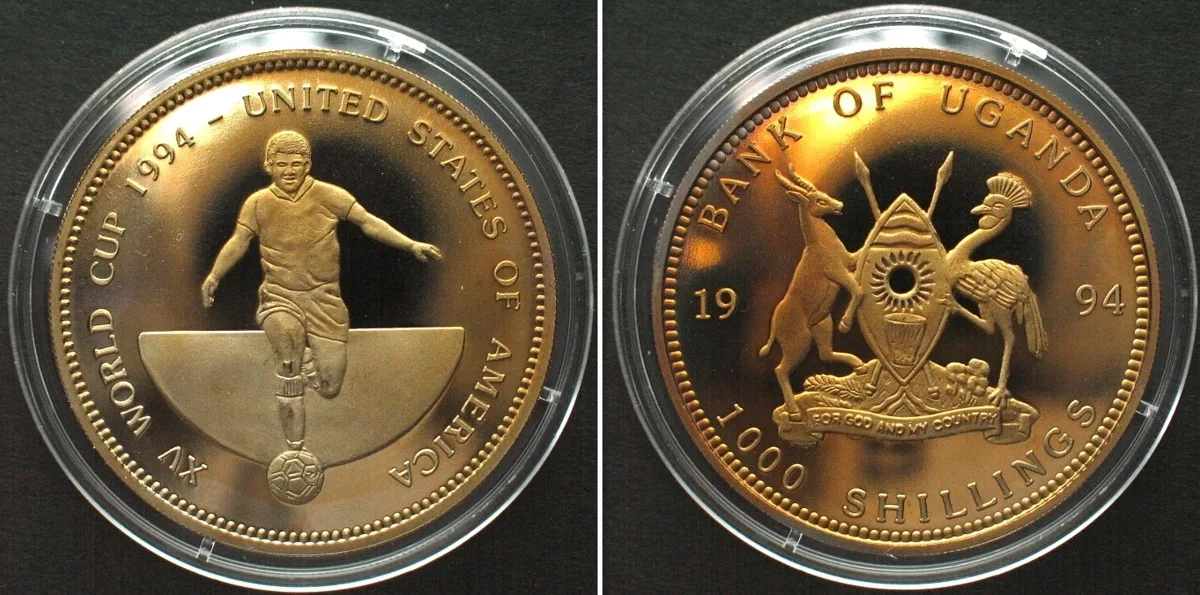 1994 UGANDA - PATTERN 1000 Shillings 1994 SOCCER WORLD CUP without 999, Cu-Ni SCARCE! Proof