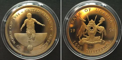 1994 UGANDA - PATTERN 1000 Shillings 1994 SOCCER WORLD CUP without 999, Cu-Ni SCARCE! Proof