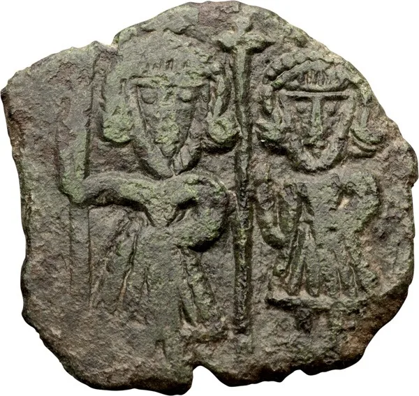 Justinian II and Tiberius. Follis
