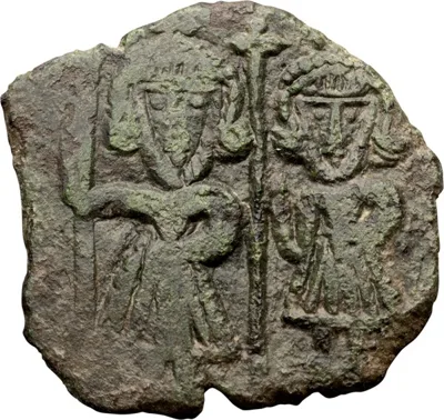Justinian II and Tiberius. Follis