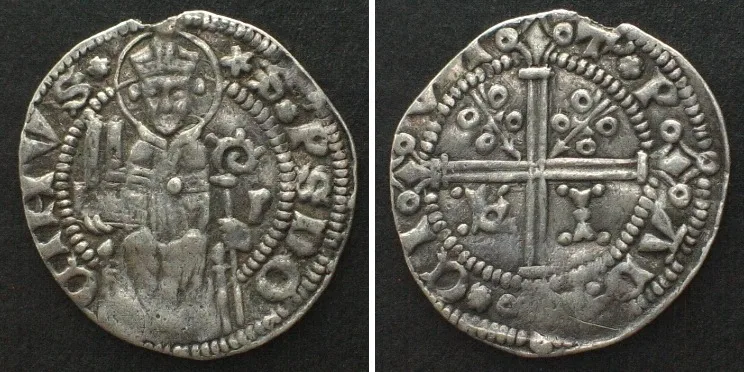 1345-1350 Italian PADUA Carrarino da 2 Soldi IACOPO II DA CARRARA 1345-1350 silver XF! EF