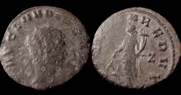 CLAUDIUS II GOTHICUS 268- 270 AD, AE 20mm 2.6gm silvered antoninianus. Cyzicus