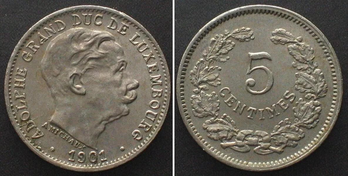 1901 LUXEMBOURG 5 Centimes 1901 ADOLPHE Cu-Ni UNC-!