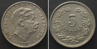 1901 LUXEMBOURG 5 Centimes 1901 ADOLPHE Cu-Ni UNC-!