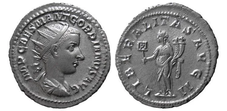 ROMAN EMPIRE, Gordian III. 238-244 AD. (Struck 240 AD) AR 23 mm 4.55 gm Antoninianus. Rome, Choice AU. Lightly toned
