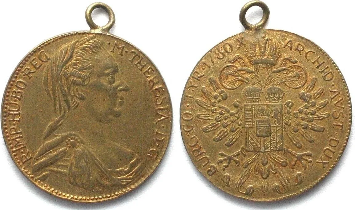 1900 MARIA THERESA THALER IMITATION Pendant about 1900 brass 32mm UNC-