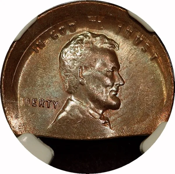 Lincoln Cent, ND, Broad Struck on Straight Clip, 1¢, MS64 BN, NGC