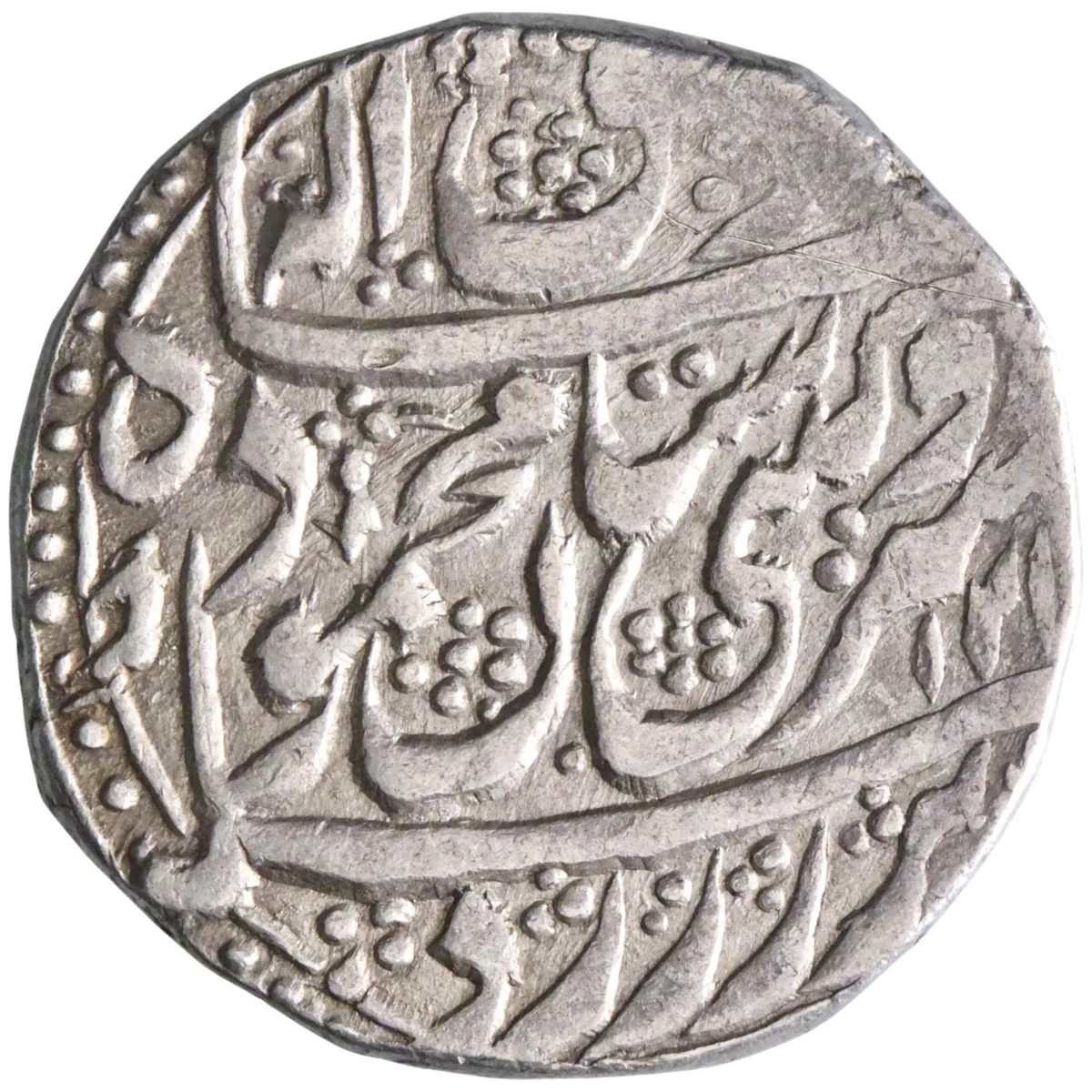 Durrani: Mahmud Shah, 1st reign (1801-1803), silver rupee (11.11g), Kashmir mint, AH 1218 (1803 CE), regnal year 3. Scarce.