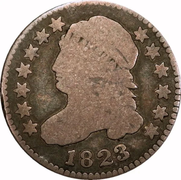 Capped Bust 10¢, 1823/2, Small E's, 10¢, G-4