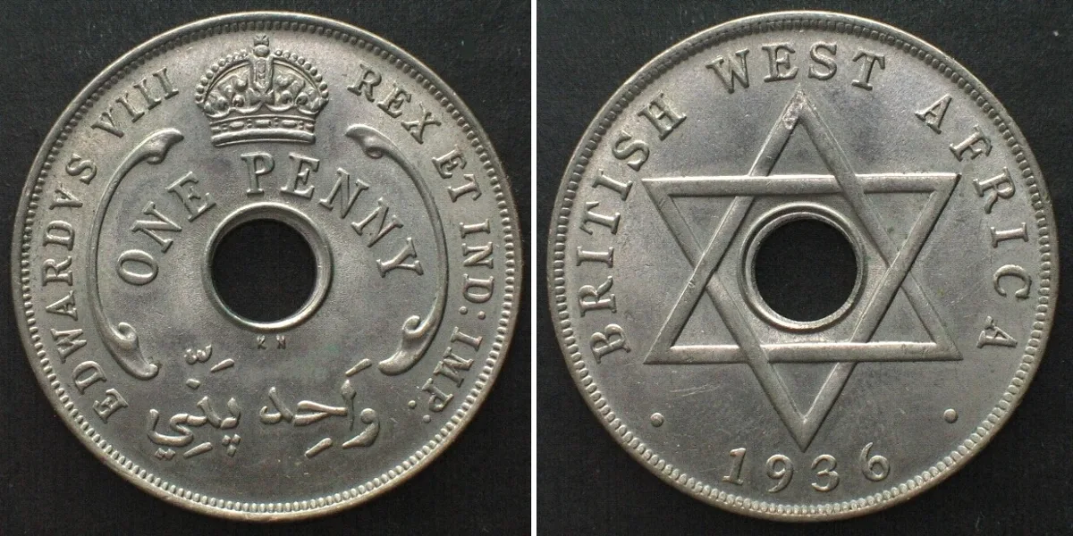 1936 BRITISH WEST AFRICA. Penny 1936 KN, EDWARD VIII Cu-Ni UNC-!