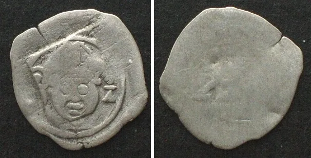 1373-1423 AUGSBURG Bishopric. Pfennig BURKHARD 1373-1404 - FRIEDRICH II. 1414-23, silver VF