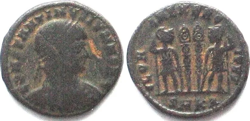 330-335 CONSTANTINE II (317-340 AD). AE Follis, 330-335, SMKA, Cyzicus mint VF