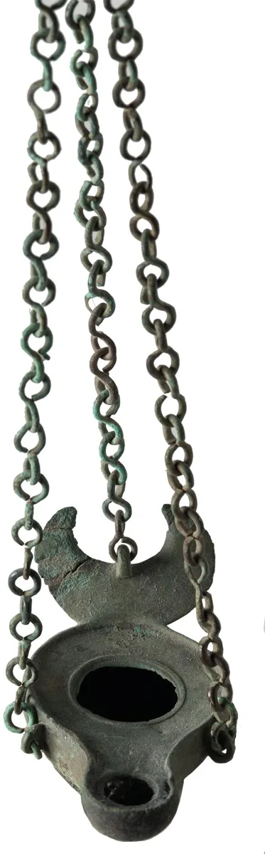Roman Hanging Bronze Oil Lamp