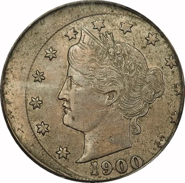Shield Nickel, 1900, 12% Off Center, 5¢, VF30 , PCGS