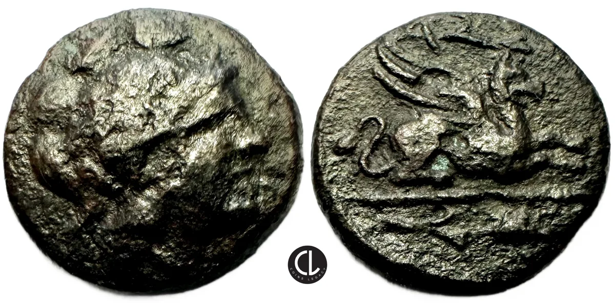 Troas, Assos, AE 4th-mid 3rd Century BC, Athena / Griffin – RRRRR