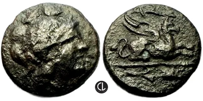 Troas, Assos, AE 4th-mid 3rd Century BC, Athena / Griffin – RRRRR