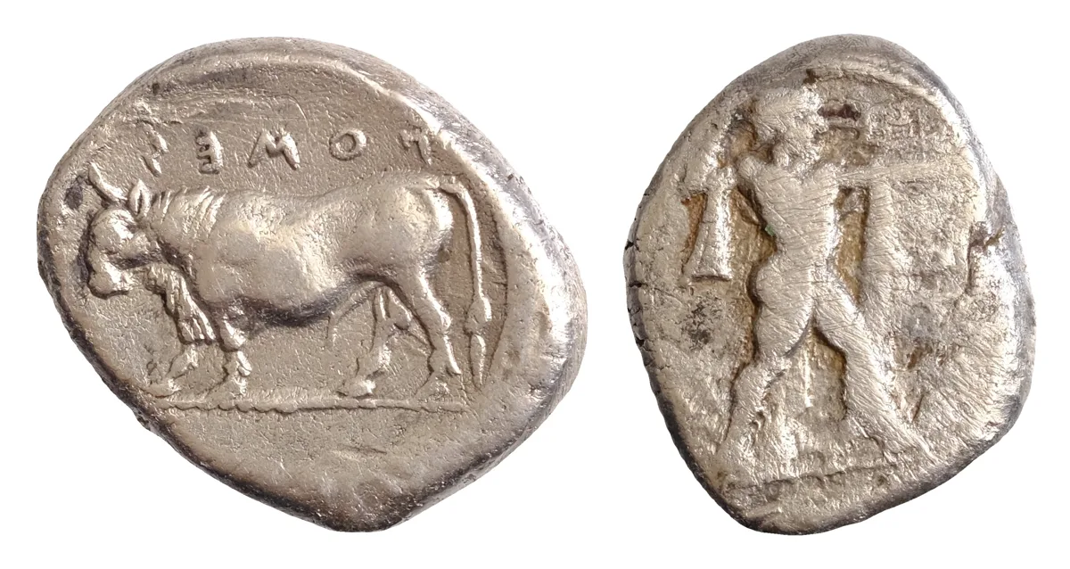 Lucania, Poseidonia AR 17-20mm 7,9g Stater. Circa 470-445 BC