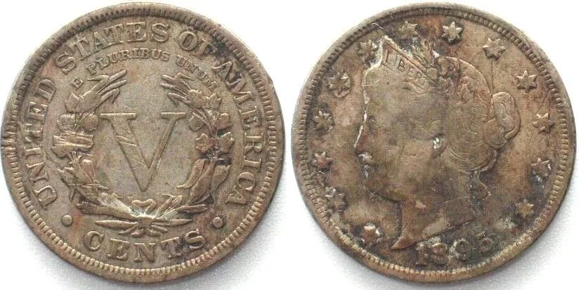 1895 US 1895 Liberty Nickel 5 Cents Cu-Ni VF