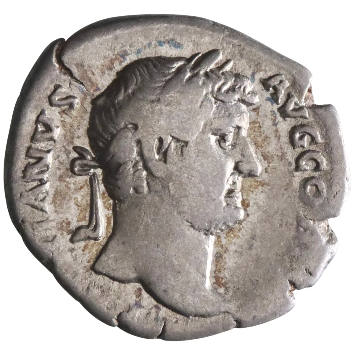 Roman: Hadrian (117-138), silver denarius (2.98g), Rome mint, 134-138 CE. Victory.