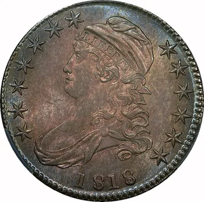 Capped Bust 50¢, 1818, 50¢, MS64 , CACG