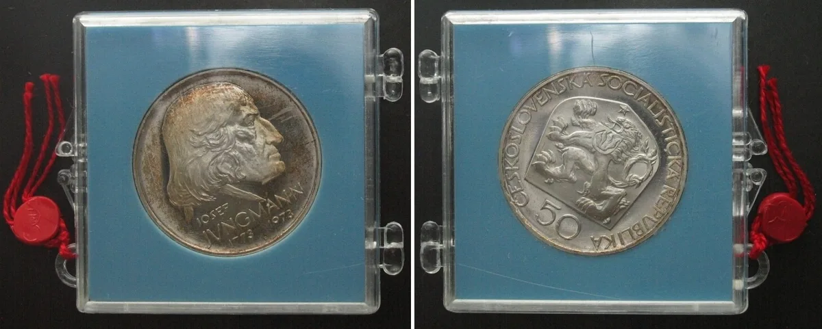 1973 CZECHOSLOVAKIA 50 Korun 1973 JOSEF JUNGMANN silver Proof orig. sealed Proof