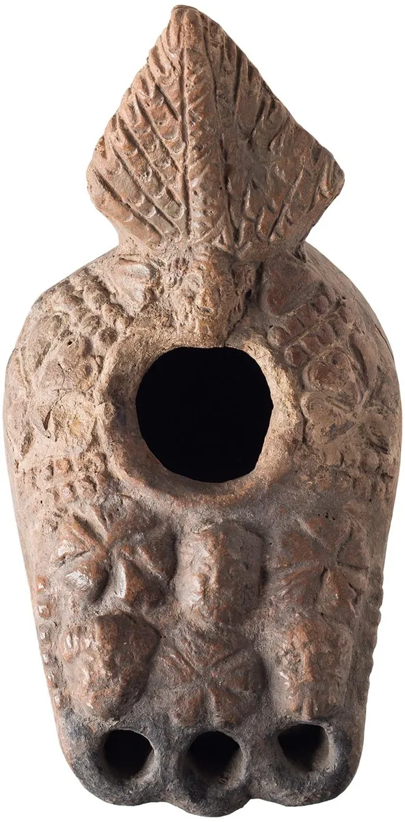 Roman Multi-Nozzle Oil Lamp with Theater Masks