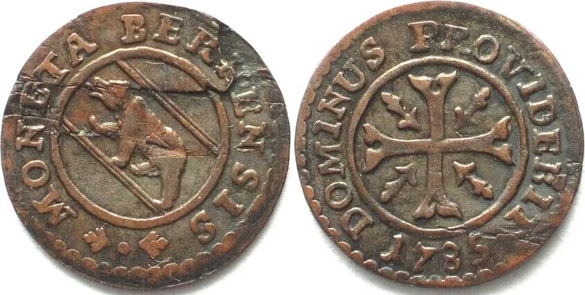 1785 Swiss BERN Vierer (1/2 Kreuzer) 1785 billon XF! EF