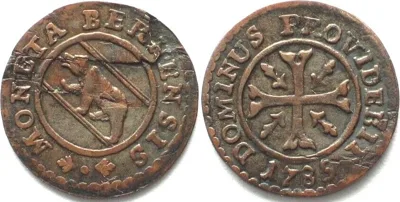 1785 Swiss BERN Vierer (1/2 Kreuzer) 1785 billon XF! EF