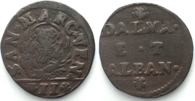 1684-1691 VENICE. Gazetta (2 Soldi) ND (1684-91), Dalmatia et Albania, copper, VF+