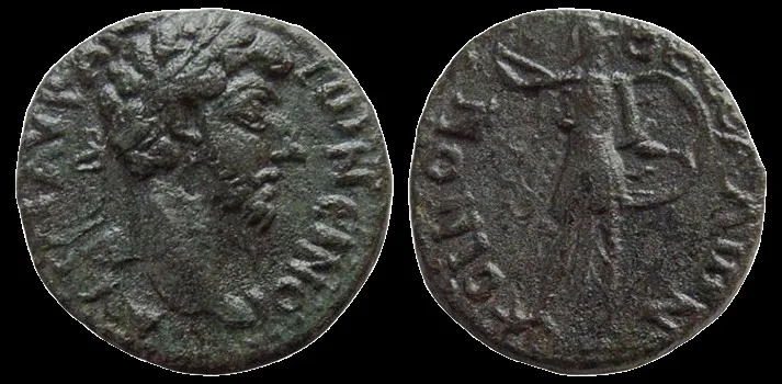 Roman Provincial: THESSALY, Achaea. Marcus Aurelius, 147-180 AD. Æ 6.79 gm;19 mm Diassarion. Choice aEF. Brown patina.