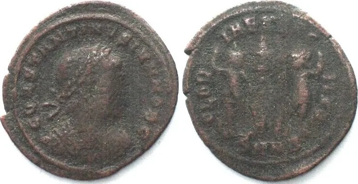 336-337 CONSTANTINE II (317-340 AD). AE Follis, 330-335, SMNB, Nicomedia mint, GLORIA VF