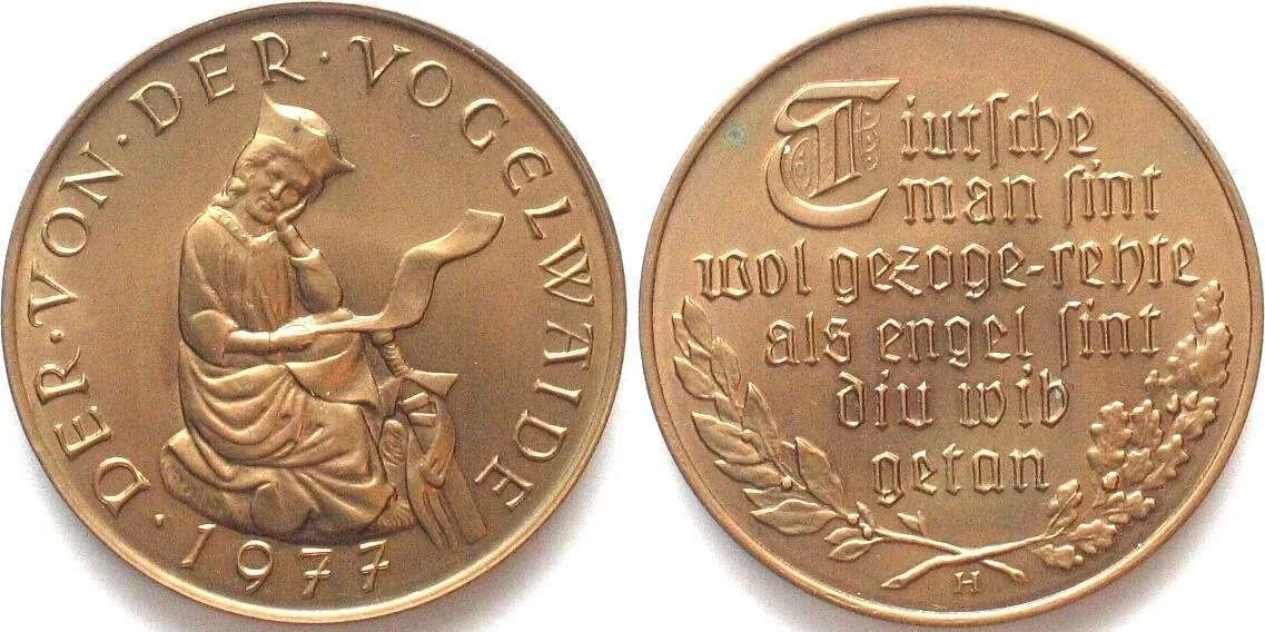 1977 DER VON DER VOGELWEIDE 1977 Medal bronze 40mm UNC