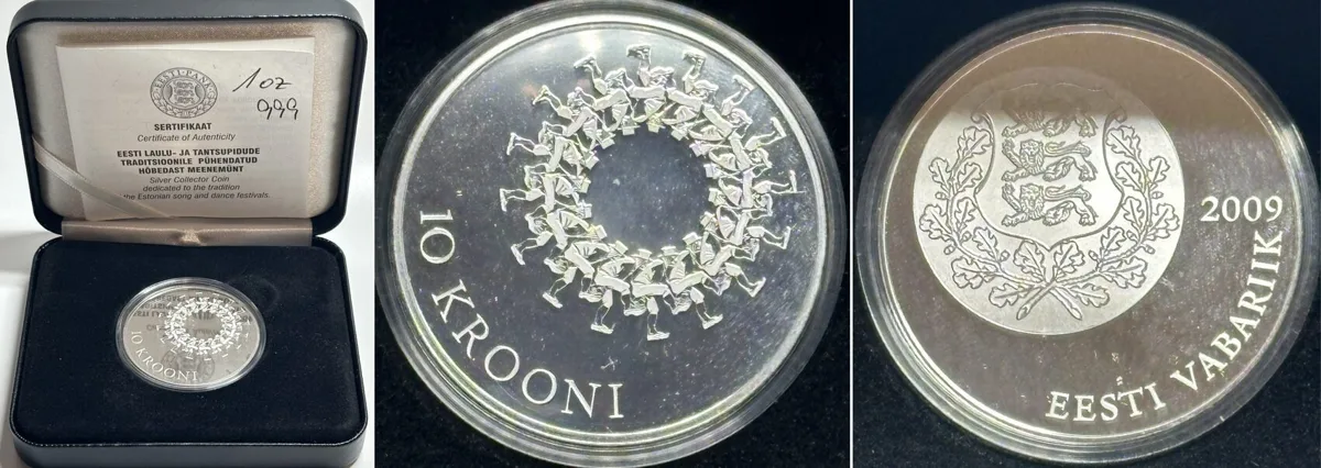 2009 ESTONIA. 10 Krooni 2009, Estonian Song and Dance Festivals, silver, Proof