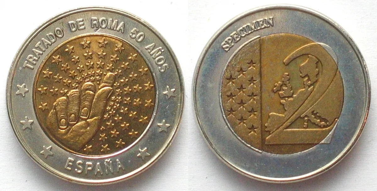 2007 SPAIN - SPECIMEN 2 Euro 2007 TREATY OF ROME Prooflike