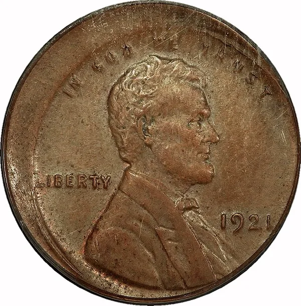 Lincoln Cent, 1921, 10% Off Center, 1¢, MS62 BN, PCGS