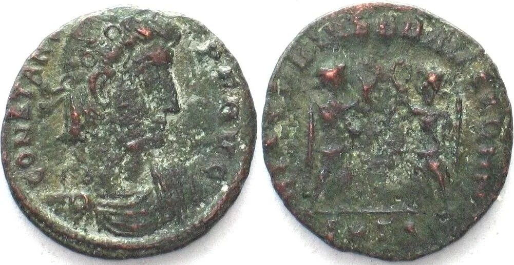 347-348 CONSTANS AE Nummus 16mm 347-348 Thessalonica VICTORIAE DD AVGGQ NN EF