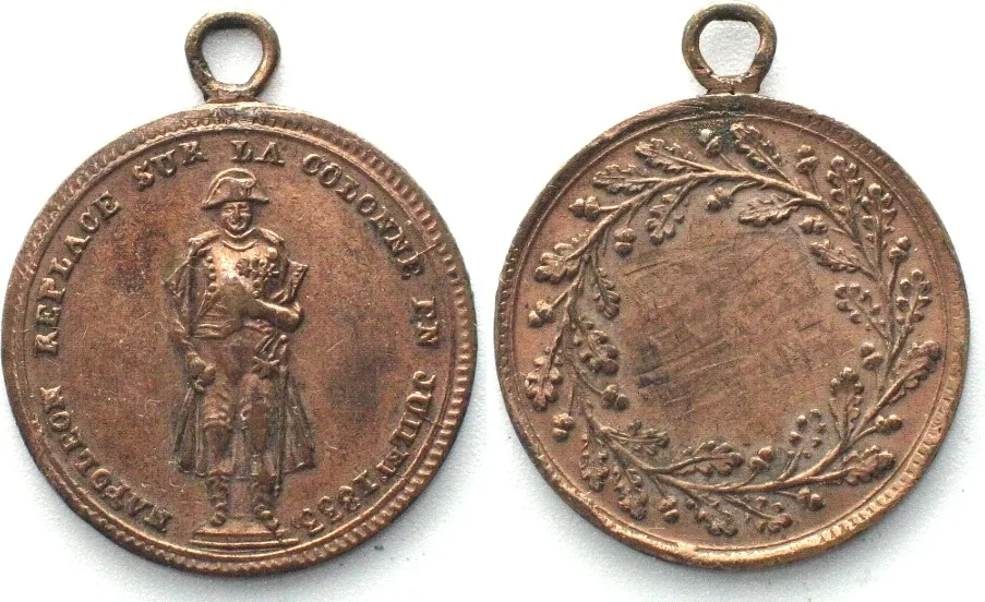 1833 NAPOLEON I Restoration of the Statue on the column of Austerlitz 1833 brass 22mm EF