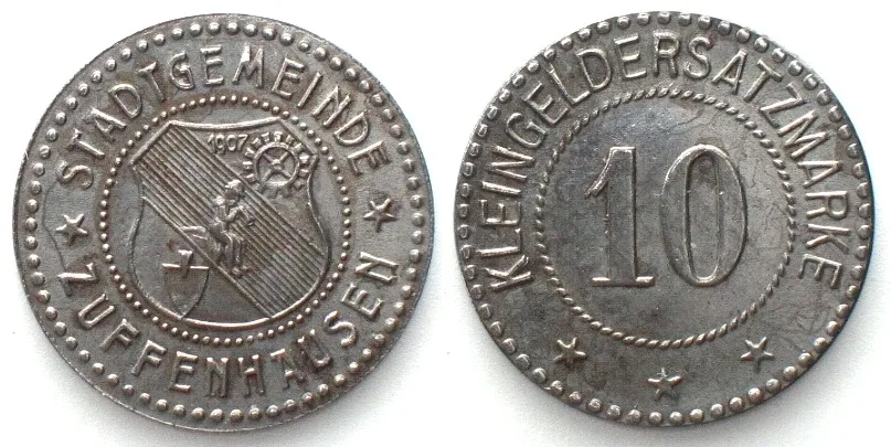 1917-1921 Germany ZUFFENHAUSEN (Württemberg) 10 Pfennig ND iron UNC-