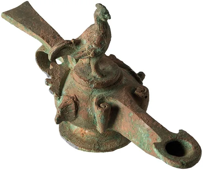 Persian Seljuk Bronze Lidded Oil Lamp