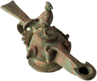 Persian Seljuk Bronze Lidded Oil Lamp