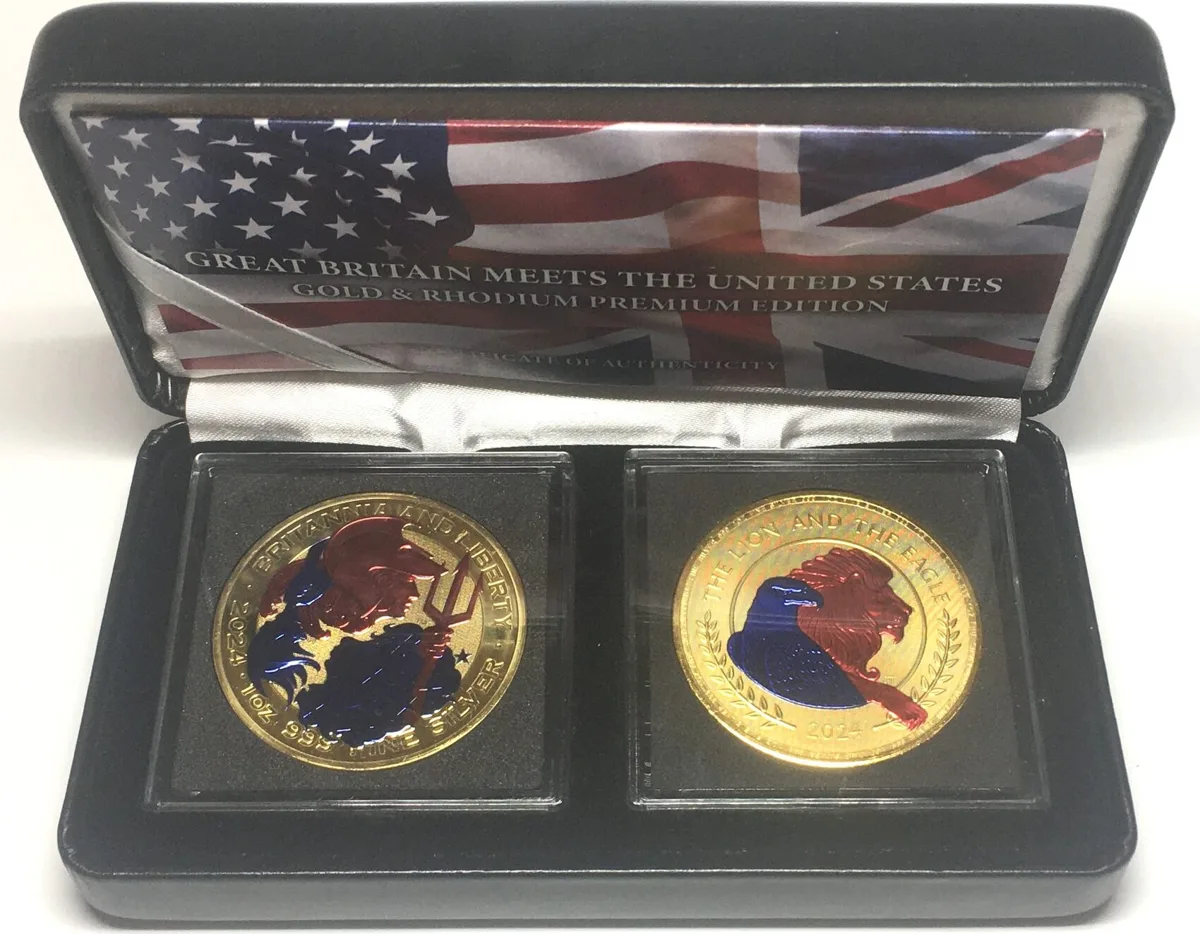 2024 2024 GREAT BRITAIN MEETS THE UNITED STATES GOLD & RHODIUM PREMIUM COLLECTION BU