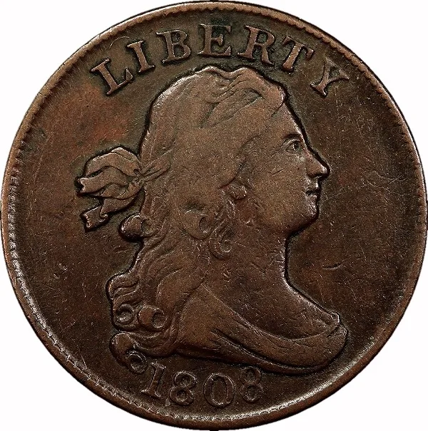 Liberty Cap Half Cent, 1808/7, ½¢ , PCGS, Env. Damage, F Det.