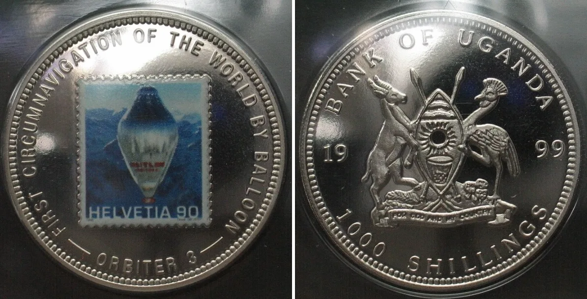 1999 UGANDA 1000 Shillings 1999 ORBITER Cu-Ni colored Proof