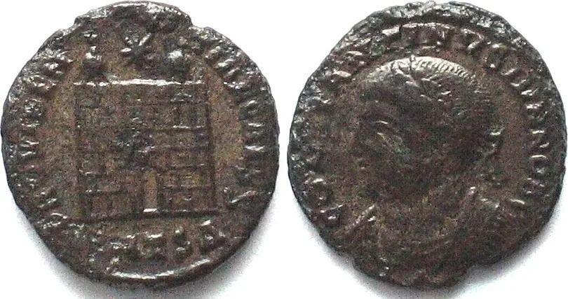 327-328 CONSTANTINE II (317-340 AD). AE Follis, as caesar, 327-328, SMTSΔ, Thessalonica aVF