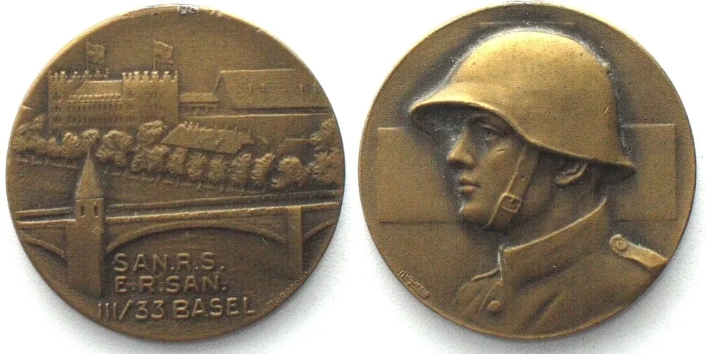 1933 BASEL Basic Military Training 1933, bronze medal 25mm UNC-