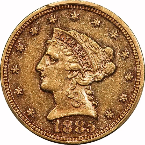 $2 ½ Liberty, 1885, $2½, AU55 , PCGS