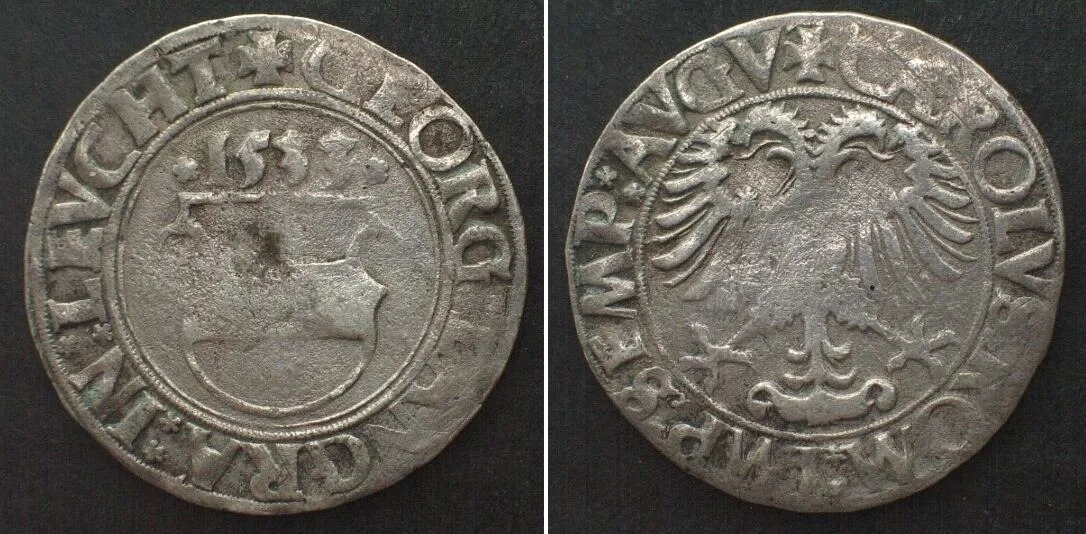 1533 German LEUCHTENBERG Batzen 1533, Pfreimd mint, GEORG III, silver VF