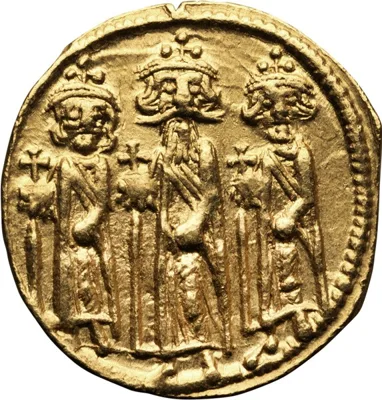 Heraclius, with Heraclius Constantine and Heraclonas. Solidus