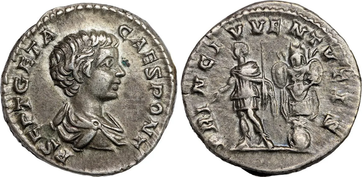 Roman Imperial Geta, as Caesar, 198-209. Silver Denarius Rome, 200-202